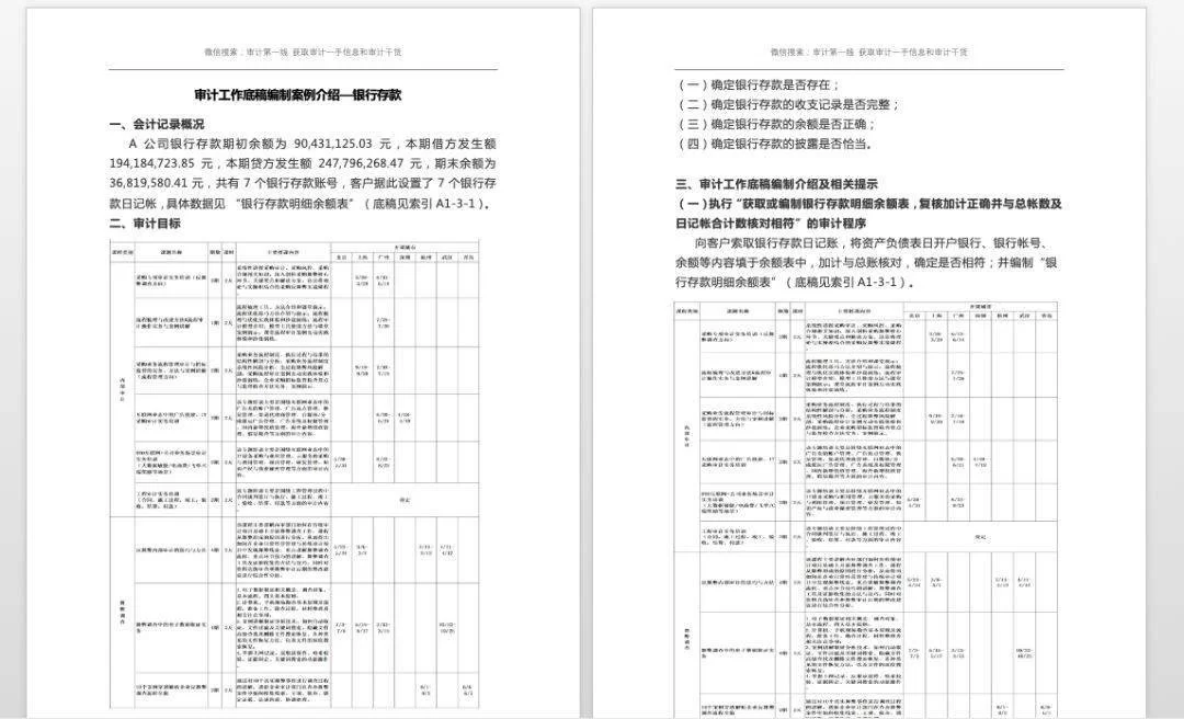 兼职刷底稿时，审计底稿一般都包含哪些部分和模板？