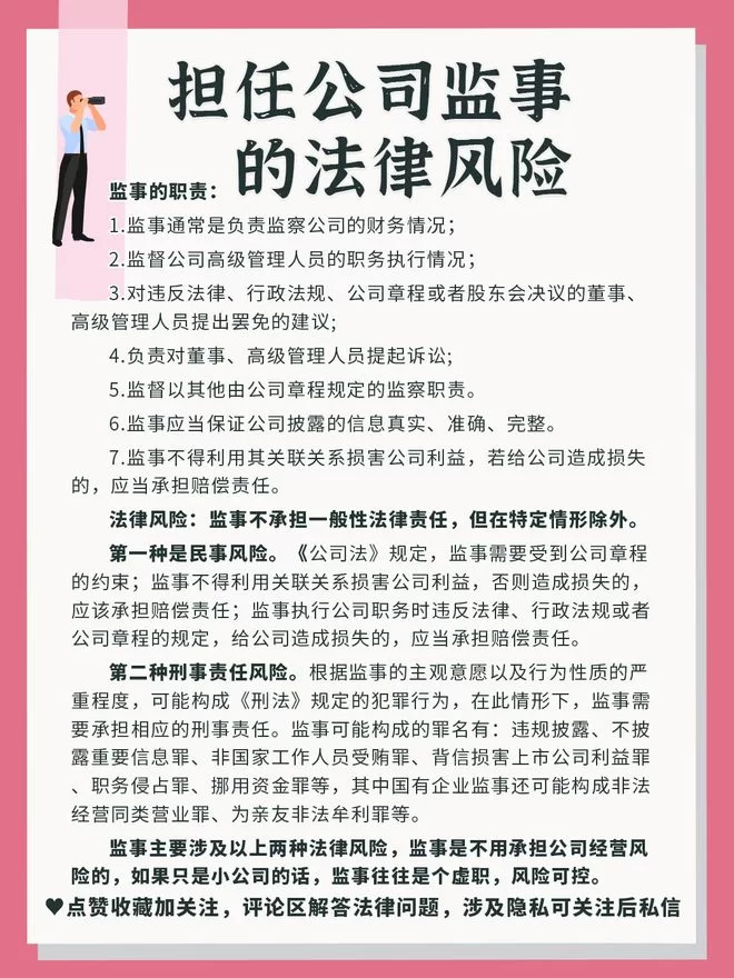 兼职企业监事要承担啥责任,和专职有啥区别?