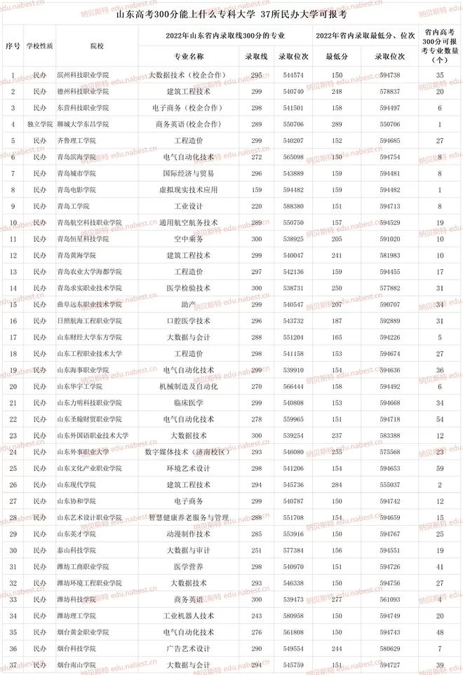 专科大学有哪些好学校和专业,300分左右能上吗?
